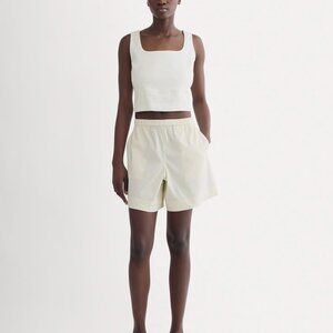 Everlane Women's Seersucker Pull-On Short in Bone White, XL, Cotton